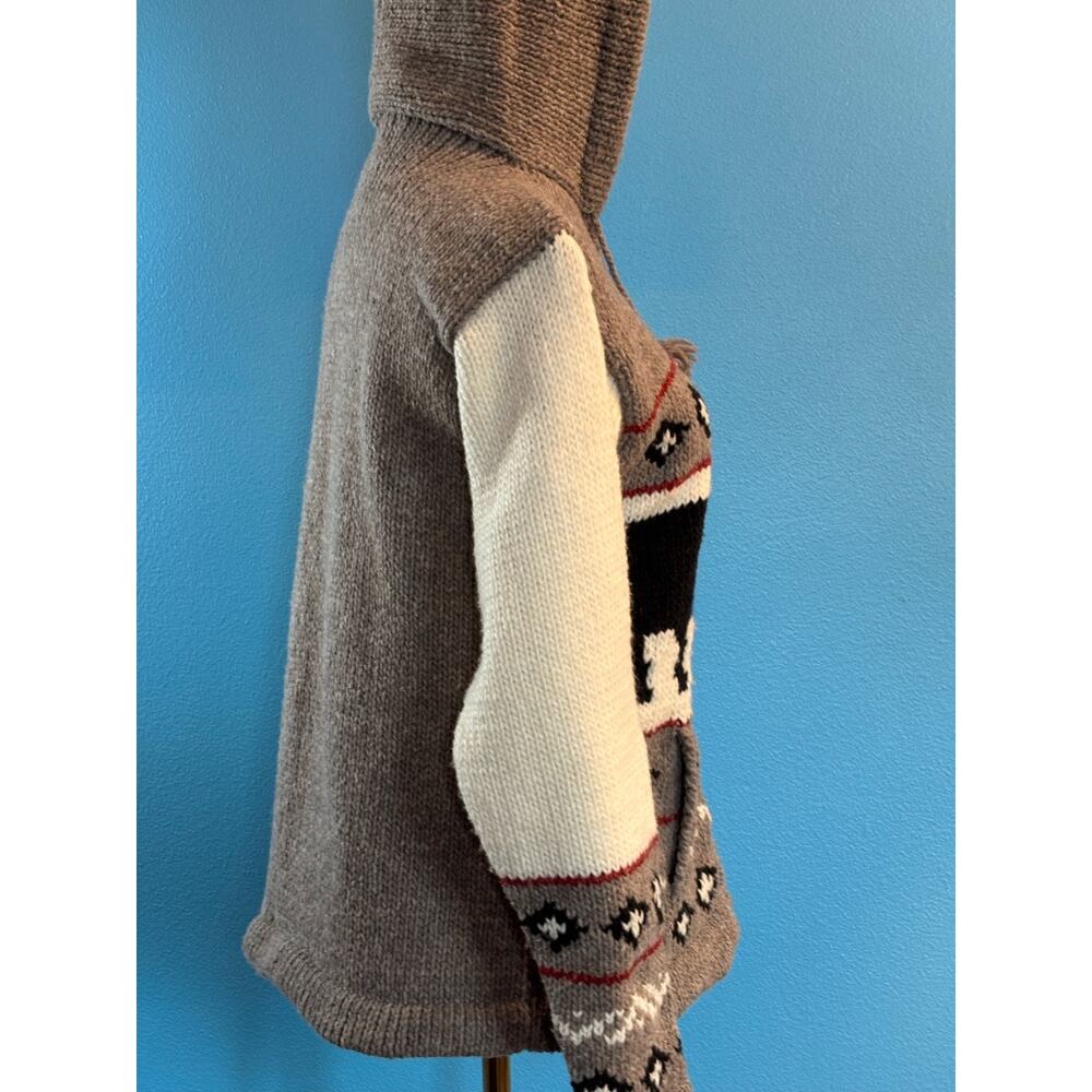 Earth RAGZ Cardigan Hoodie Sweater Jacket Zip Close Intarsia Bear Pockets S M - Picture 5 of 9
